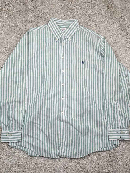 Brooks Brothers Other - Brooks Brothers Button Down Shirt Mens Large L Green Oxford 100% Supima Stripe